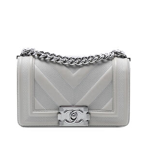 Pre-Loved Chanel Small Chevron Stitched Calfskin Boy Flap